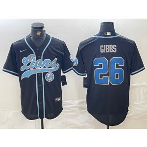 Nike Lions 26 Jahmyr Gibbs Black Vapor Baseball Limited Men Jersey