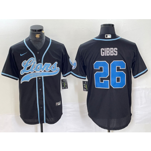 Nike Lions 26 Jahmyr Gibbs Black Vapor Baseball Limited Men Jersey