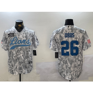 Nike Lions 26 Jahmyr Gibbs Camo Vapor Baseball Limited Men Jersey