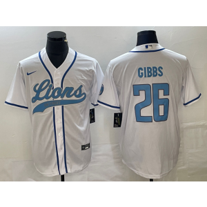 Nike Lions 26 Jahmyr Gibbs White Baseball Vapor Limited Men Jersey