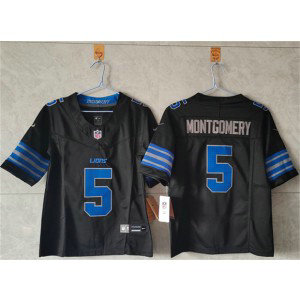 Nike Lions 5 David Montgomery Black F.U.S.E. Vapor Limited Women Jersey(Run Small)
