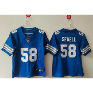 Nike Lions 58 Penei Sewell Blue F.U.S.E. Vapor Limited Women Jersey(Run Small)