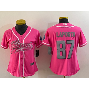 Nike Lions 87 Laporta Pink Vapor Baseball Limited Women Jersey