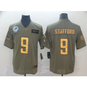 Nike Lions 9 Matthew Stafford 2019 Olive Gold Salute To Service Limited Men Jersey