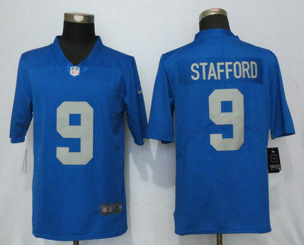 Nike Lions 9 Matthew Stafford Blue 2017 Throwback Vapor Untouchable Limited Player Jersey