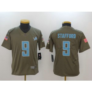 Nike Lions 9 Matthew Stafford Olive 2017 Salute To Service Limited Youth Jersey