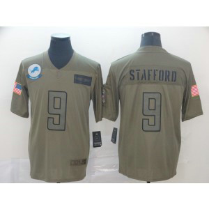 Nike Lions 9 Matthew Stafford Olive 2019 Salute To Service Limited Men Jersey