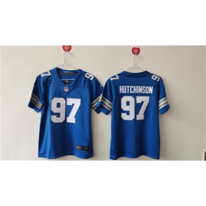 Nike Lions 97 Aidan Hutchinson Blue Vapor Untouchable Limited Women Jersey(Run Small)