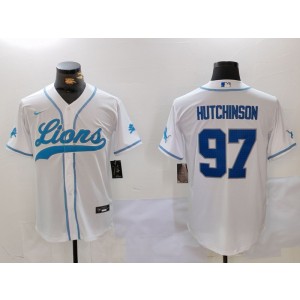 Nike Lions 97 Aidan Hutchinson White Vapor Baseball Limited Men Jersey