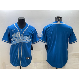 Nike Lions Blank Blue With Patch Vapor Baseball Limited Men Jersey