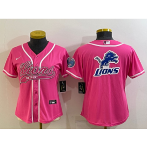 Nike Lions Blank Pink Vapor Baseball Logo Limited Women Jersey(Run Small)