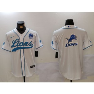 Nike Lions Blank White Vapor Baseball Logo Limited Men Jersey