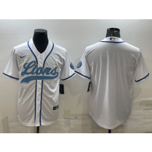 Nike Lions Blank White With Patch Vapor Baseball Limited Men Jersey