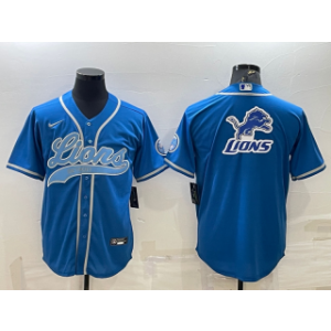 Nike Lions Blue Team Big Logo With Patch Vapor Baseball Limited Men Jersey