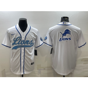 Nike Lions White Team Big Logo With Patch Vapor Baseball Limited Men Jersey
