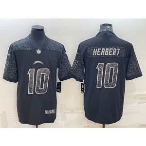 Nike Los Angeles Chargers 10 Justin Herbert Black Reflective Vapor Limited Men Jersey