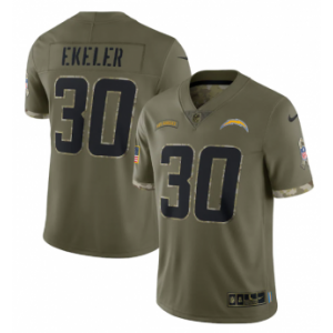 Nike Los Angeles Chargers 30 Austin Ekeler Olive 2022 Salute To Service Limited Men Jersey