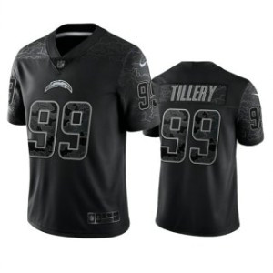 Nike Los Angeles Chargers 99 Jerry Tillery Black Reflective Vapor Limited Men Jersey