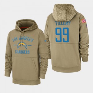Nike Los Angeles Chargers 99 Jerry Tillery Tan 2019 Salute To Service Sideline Therma Pullover Hoodie