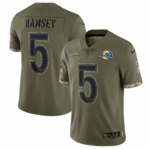 Nike Los Angeles Rams 5 Jalen Ramsey Olive 2022 Salute To Service Limited Men Jersey