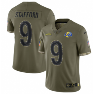 Nike Los Angeles Rams 9 Matthew Stafford Olive 2022 Salute To Service Limited Men Jersey