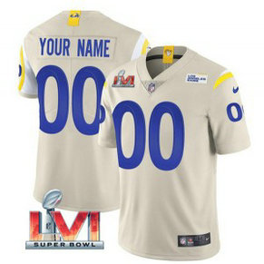 Nike Los Angeles Rams Customized Bone 2022 Super Bowl LVI Vapor Limited Men Jersey