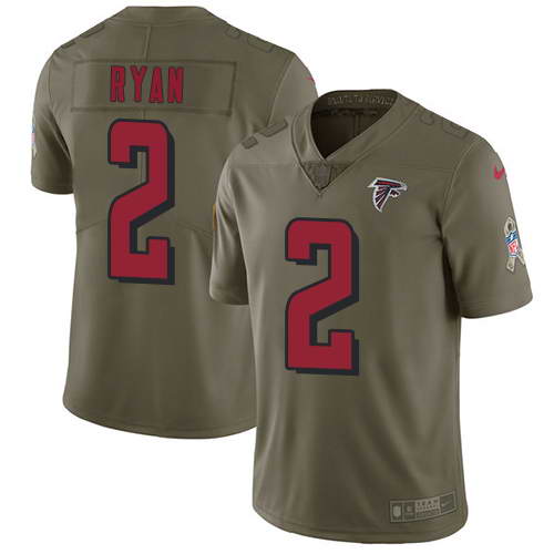 Nike Men's Atlanta Falcons #2 Matt Ryan Olive 2017 Salute To Service Stitched NFL Limited Jersey