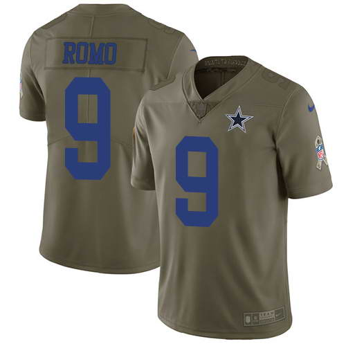 Nike Men's Dallas Cowboys #9 Tony Romo Olive 2017 Salute To Service Stitched NFL Limited Jersey