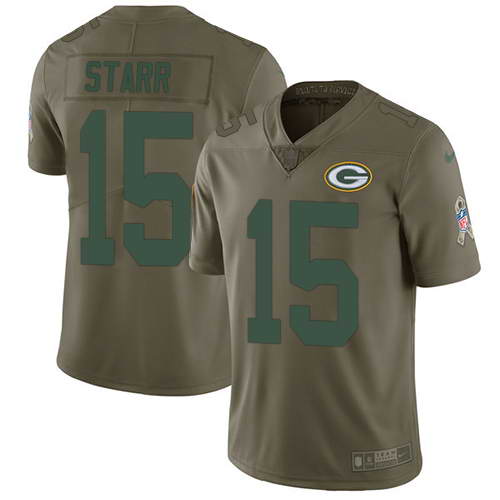 Nike Men's Green Bay Packers #15 Bart Starr Olive 2017 Salute To Service Stitched NFL Limited Jersey