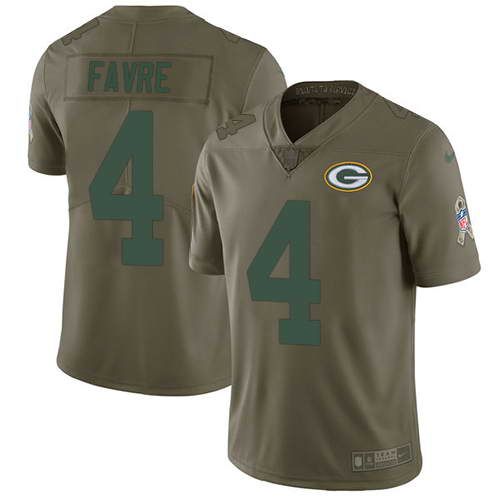 Nike Men's Green Bay Packers #4 Brett Favre Olive 2017 Salute To Service Stitched NFL Limited Jersey