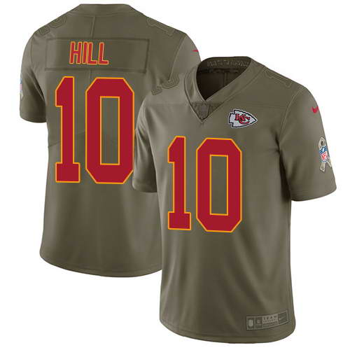 Nike Men's Kansas City Chiefs #10 Tyreek Hill Olive 2017 Salute To Service Stitched NFL Limited Jersey