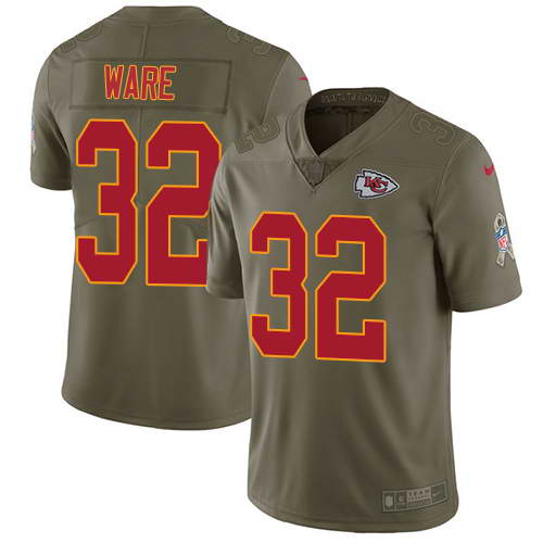 Nike Men's Kansas City Chiefs #32 Spencer Ware Olive 2017 Salute To Service Stitched NFL Limited Jersey