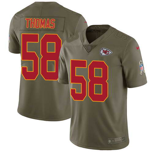 Nike Men's Kansas City Chiefs #58 Derrick Thomas Olive 2017 Salute To Service Stitched NFL Limited Jersey