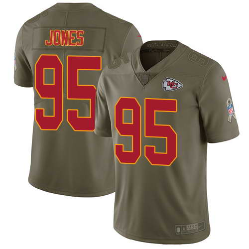 Nike Men's Kansas City Chiefs #95 Chris Jones Olive 2017 Salute To Service Stitched NFL Limited Jersey