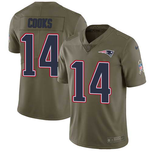 Nike Men's New England Patriots #14 Brandin Cooks Olive 2017 Salute To Service Stitched NFL Limited Jersey