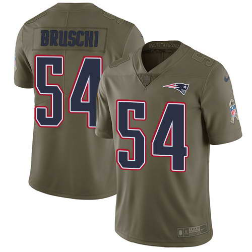 Nike Men's New England Patriots #54 Tedy Bruschi Olive 2017 Salute To Service Stitched NFL Limited Jersey
