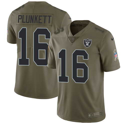 Nike Men's Oakland Raiders #16 Jim Plunkett Olive 2017 Salute To Service Stitched NFL Limited Jersey