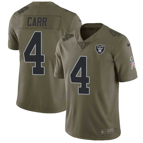 Nike Men's Oakland Raiders #4 Derek Carr Olive 2017 Salute To Service Stitched NFL Limited Jersey