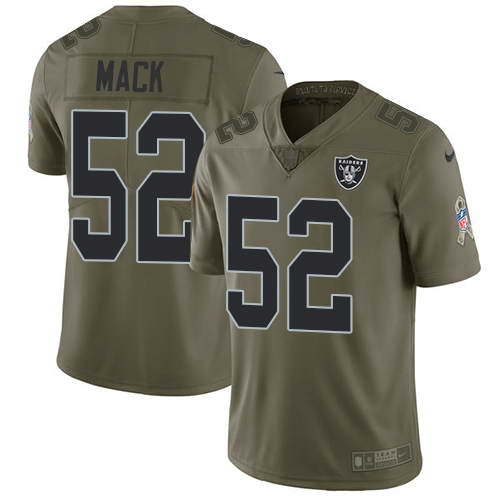 Nike Men's Oakland Raiders #52 Khalil Mack Olive 2017 Salute To Service Stitched NFL Limited Jersey