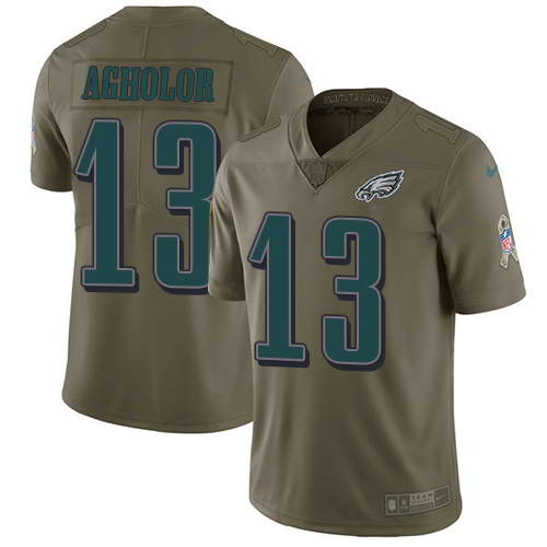 Nike Men's Philadelphia Eagles #13 Nelson Agholor Olive 2017 Salute To Service Stitched NFL Limited Jersey