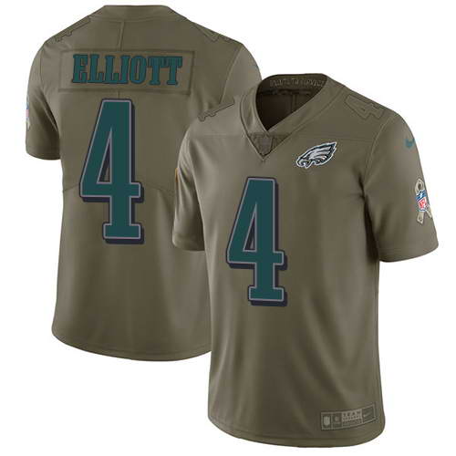 Nike Men's Philadelphia Eagles #4 Jake Elliott Olive 2017 Salute To Service Stitched NFL Limited Jersey