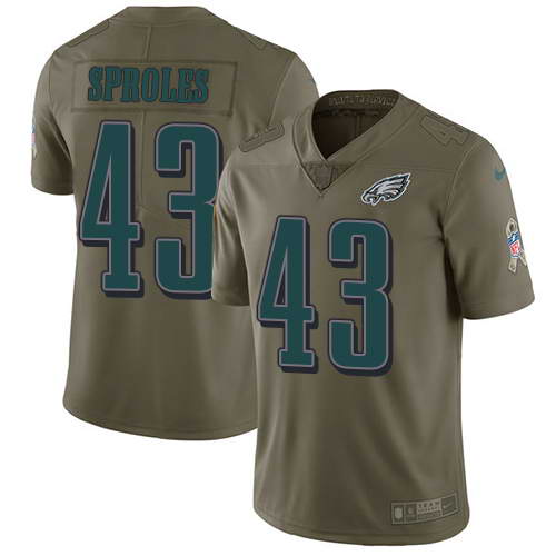 Nike Men's Philadelphia Eagles #43 Darren Sproles Olive 2017 Salute To Service Stitched NFL Limited Jersey