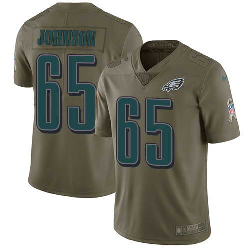 Nike Men's Philadelphia Eagles #65 Lane Johnson Olive 2017 Salute To Service Stitched NFL Limited Jersey