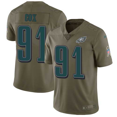 Nike Men's Philadelphia Eagles #91 Fletcher Cox Olive 2017 Salute To Service Stitched NFL Limited Jersey