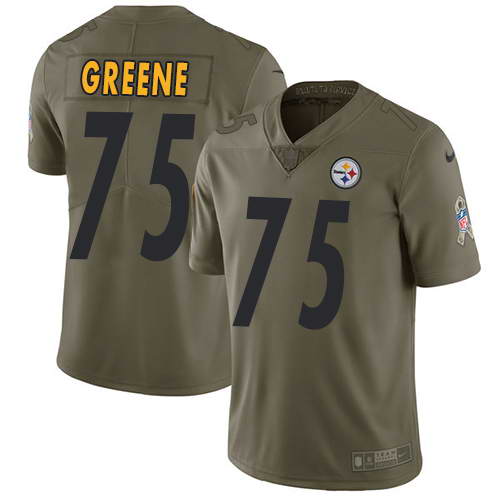 Nike Men's Pittsburgh Steelers #75 Joe Greene Olive 2017 Salute To Service Stitched NFL Limited Jersey