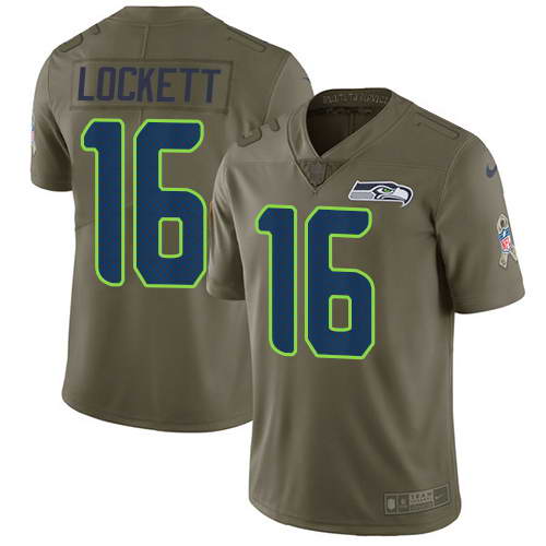Nike Men's Seattle Seahawks #16 Tyler Lockett Olive 2017 Salute To Service Stitched NFL Limited Jersey