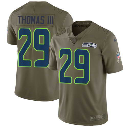 Nike Men's Seattle Seahawks #29 Earl Thomas III Olive 2017 Salute To Service Stitched NFL Limited Jersey
