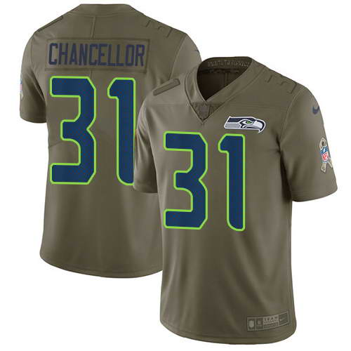 Nike Men's Seattle Seahawks #31 Kam Chancellor Olive 2017 Salute To Service Stitched NFL Limited Jersey