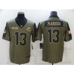 Nike Miami Dolphins 13 Dan Marino 2021 Olive Salute To Service Limited Men Jersey