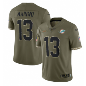 Nike Miami Dolphins 13 Dan Marino Olive 2022 Salute To Service Limited Men Jersey